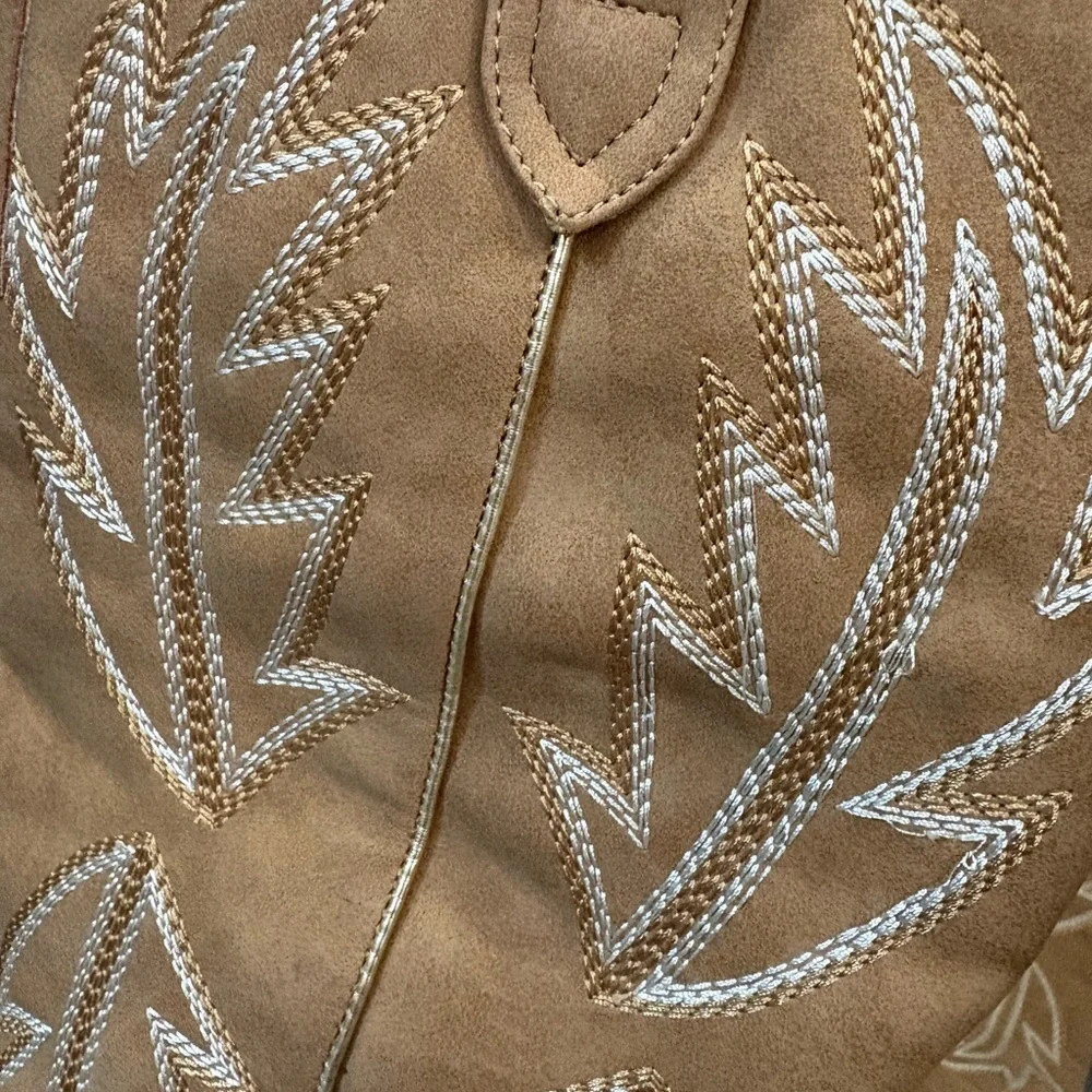 Tan Suede Western Knee-High Boots - Unbranded